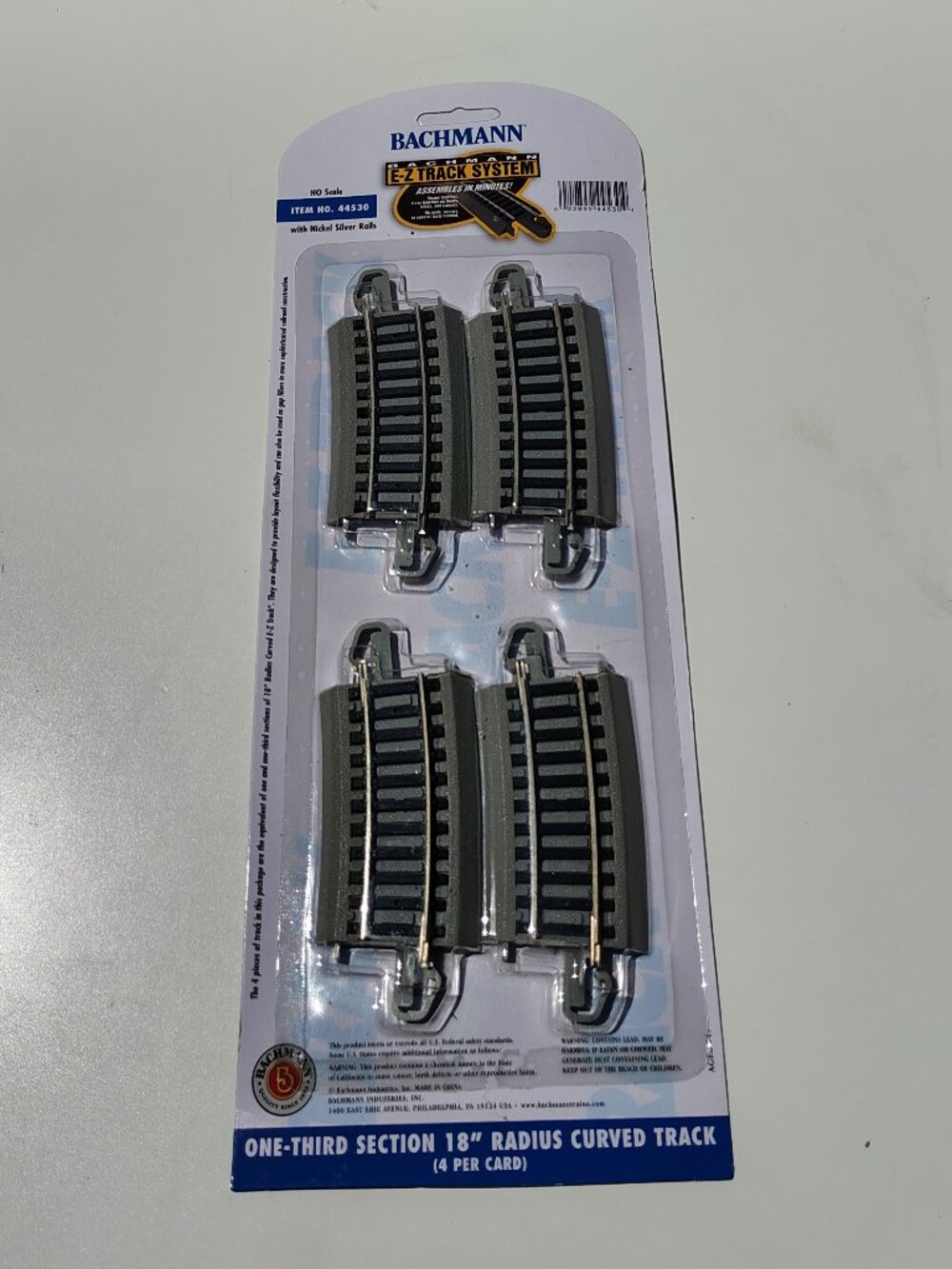 Bachmann E-Z Track HO Scale 18" Radius Curved Track 4 Pack #44530 NEW